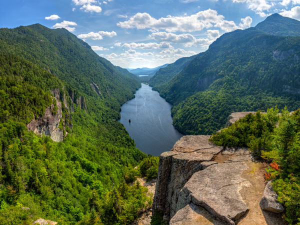the view of Lower Ausable Lake from the Indian Head Lookout in the Adirondack Mountains, New York