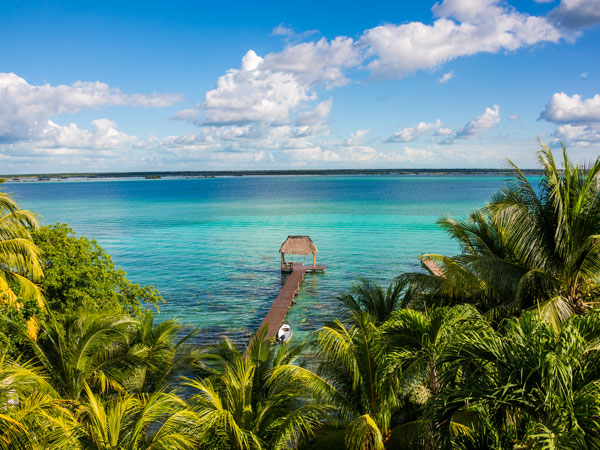 a hut in the middle of Bacalar Lake, Mexico