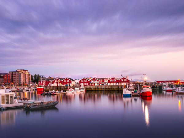 the port of Bodø, Norway at night