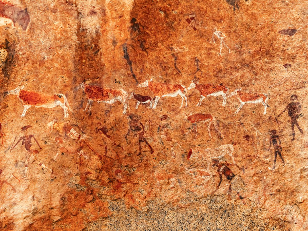 Bushmen rock paintings in Brandberg mountain, Namibia, Africa