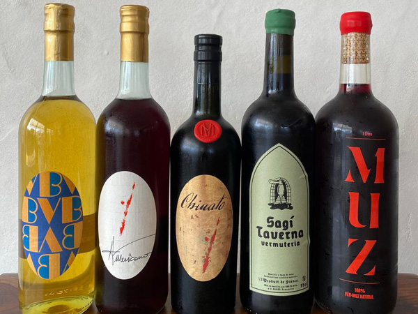 an array of wine bottles at Cheri Bibi