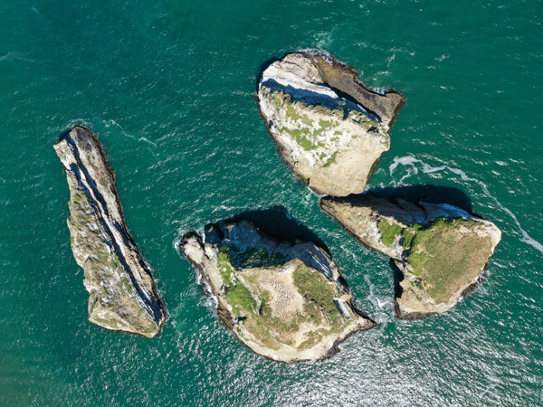 an aerial view of Chiloé Island, Chile