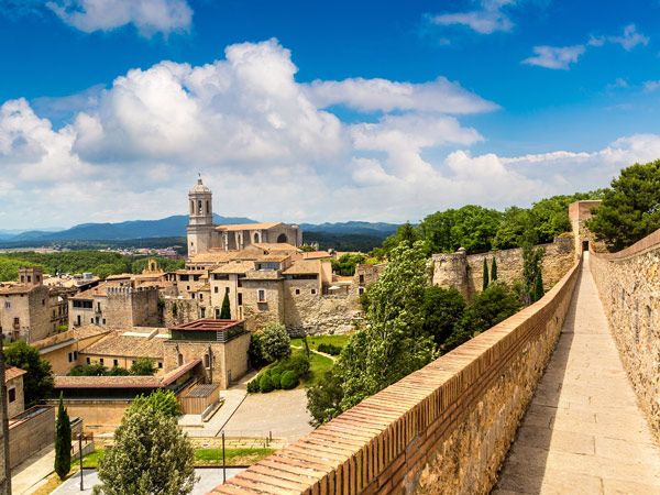 a panoramic view of Girona and Cathedral in Catalonia, Spain