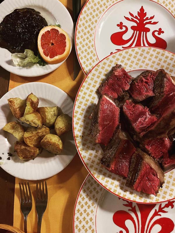 Florentine steak at Perseus