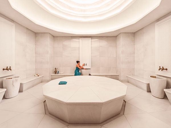 a woman relaxing in the Turkish Hammam, Mandarin Oriental Bosphorus