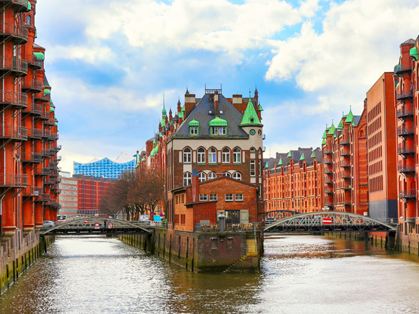 the Warehouse district Speicherstadt in Hamburg, Germany
