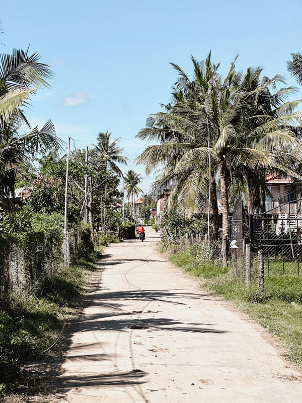 an empty road in Angkor Ban, Mekong