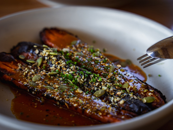 Burnt carrots and pumpkin seed dukkah at Black Barn Bistro, Hawke's Bay