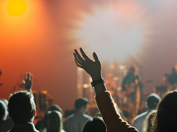 crowd watching a live band