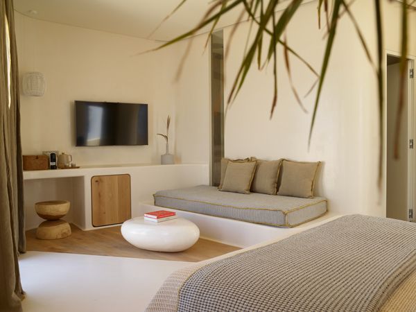 the interior of Honeymoon PenthouseSuite, White Pebble Suites, Milos, Greece