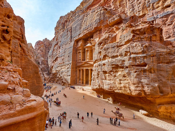 a scenic landscape of Petra Jordan