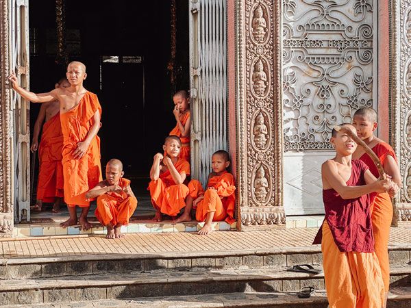 the young monks at Phnom Pros Monastery