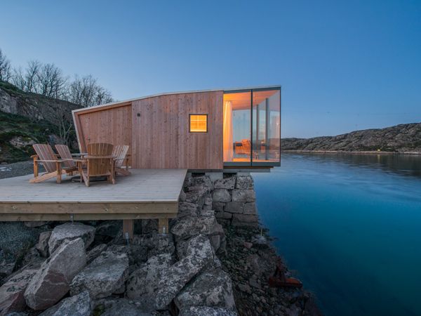 sea cabin exterior and glass window view, Saltstraumen