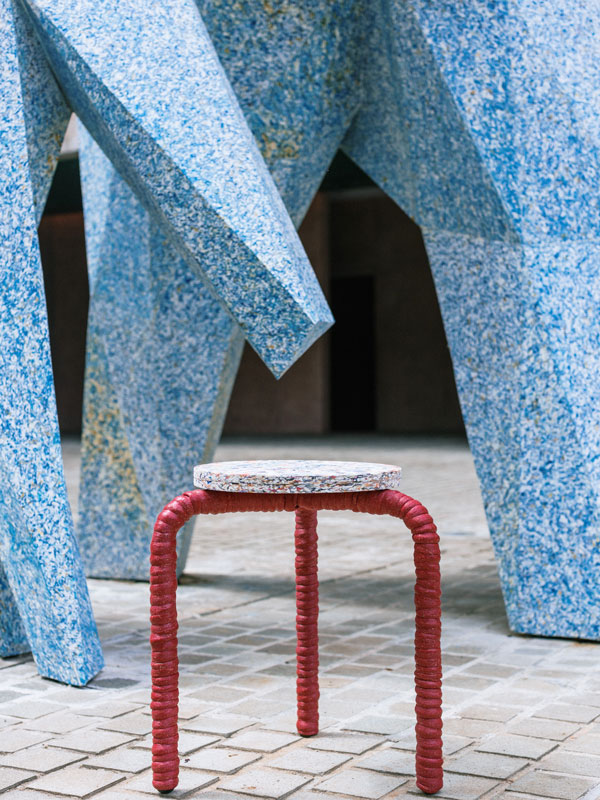 a chair made of bottle lids, Desa Potato Head in Seminyak