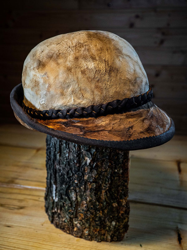 a mushroom hat on display