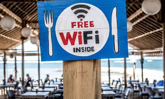 free wifi sign at bali cafe
