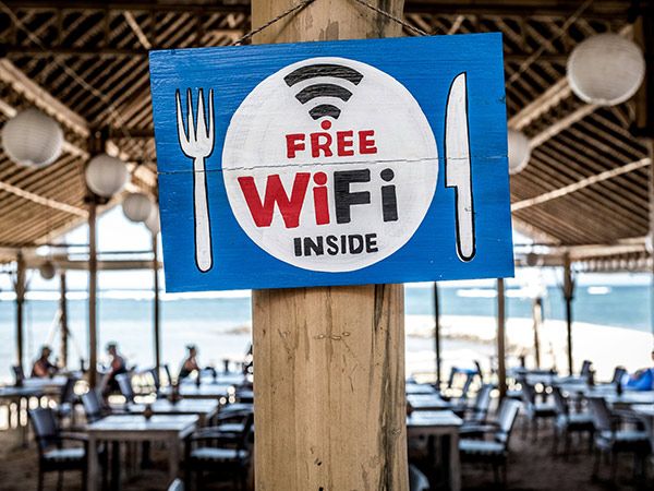 free wifi sign at bali cafe