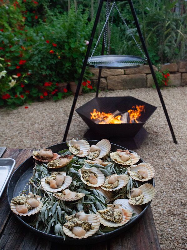 Garden scallops cooked over the fire, S.A.L.T Excursion with Annaliese Gregory and Michelle Crawford at The Bowmont