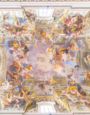 Picturesque painted ceiling of church of St. Ignatius of Loyola at Campus Martius