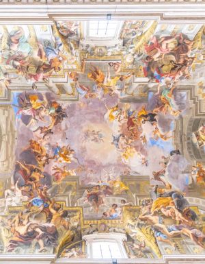 Picturesque painted ceiling of church of St. Ignatius of Loyola at Campus Martius