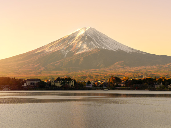Mount Fuji at Lake Kawaguchi in the morning sunrise