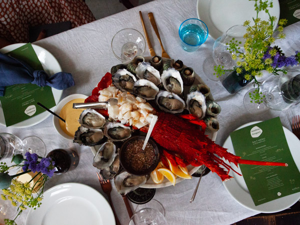 a Tasmanian seafood platter, S.A.L.T Excursion with Annaliese Gregory and Michelle Crawford at The Bowmont