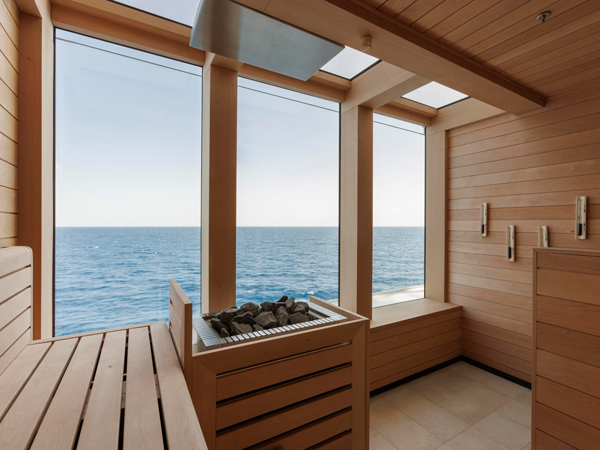 the spa sauna with sea views, Silver Nova cruise