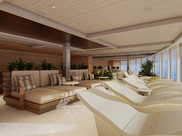 recliner lounges at the spa onboard NCL Viva