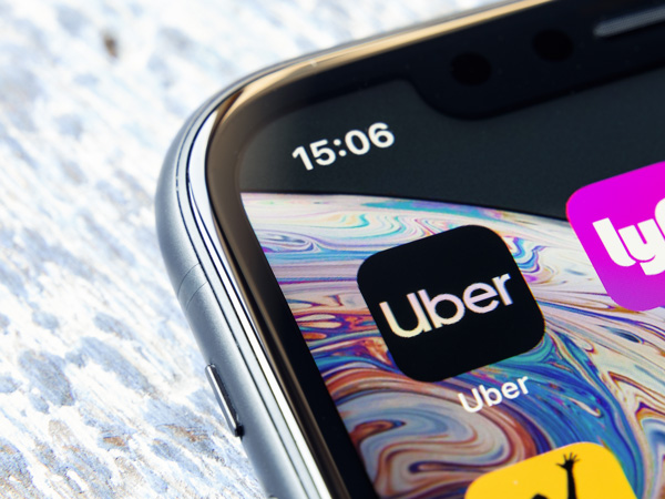The Uber app on an iPhone