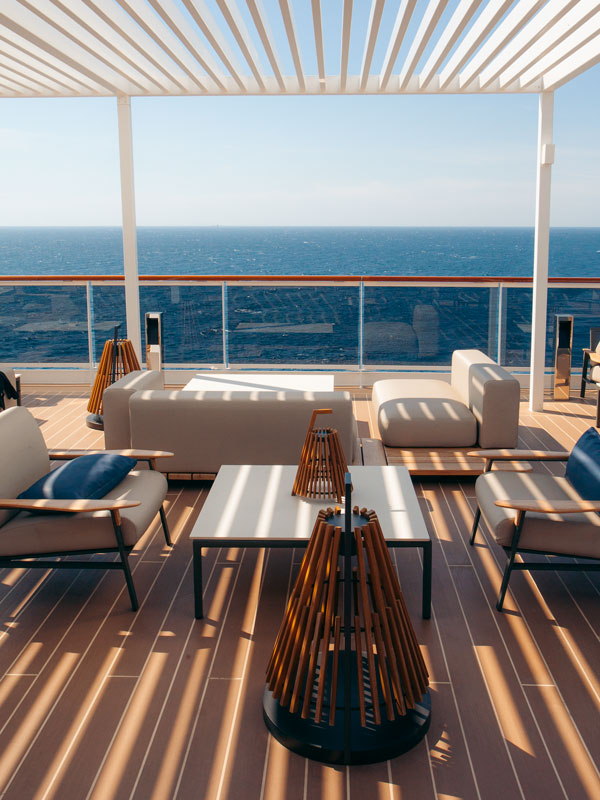 the lounge area onboard EXPLORA I