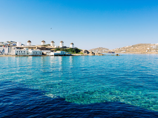 the Mykonos windmills in Greece