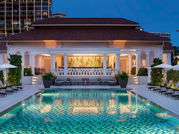 The pool in Raffles Hotel Singapore.
