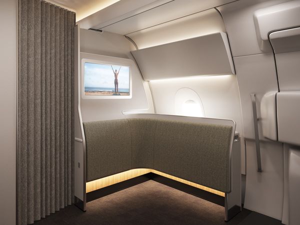 Qantas' wellbeing zone A350