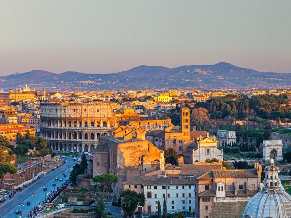 the Rome Colosseum at sunset