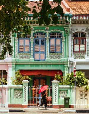 Colorful Peranakan shophouses in Singapore.
