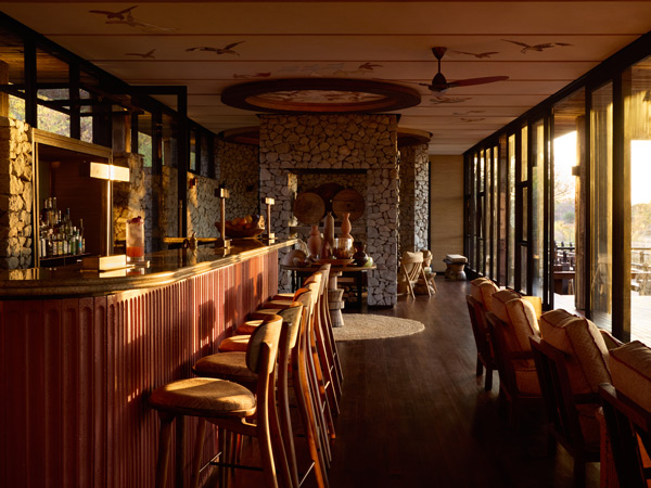 inside the bar at andBeyond’s Ngala Tented Camp