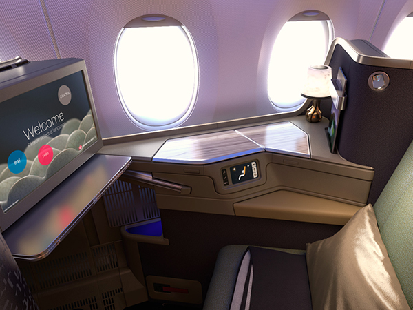 Interiors of China Airlines' premium business class.