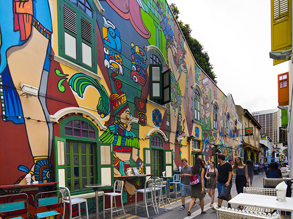 People walking along Haji Lane.