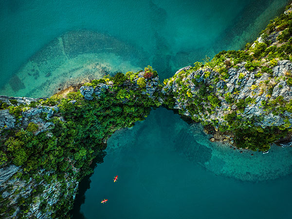 Ha Long Bay drone view for river cruises