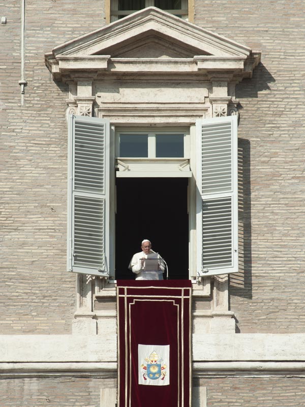 Pope Francis during Angelus prayer at Vatican City in St. Peter's Square
