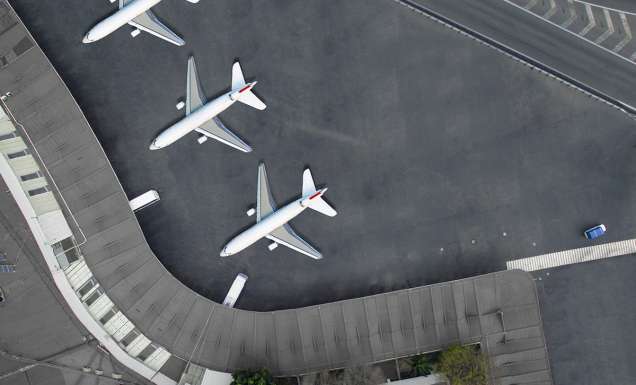 Aerial view of an airport