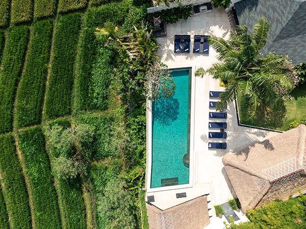 aerial view of PurePods Villa Kubu Dewi Sri