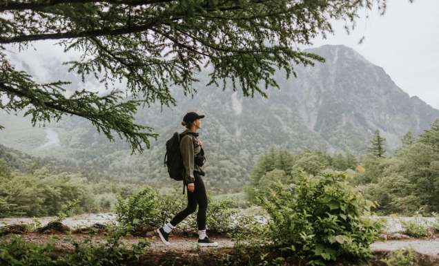 Solo female on a hike in the Chubu-Sangaku National Park, Japan