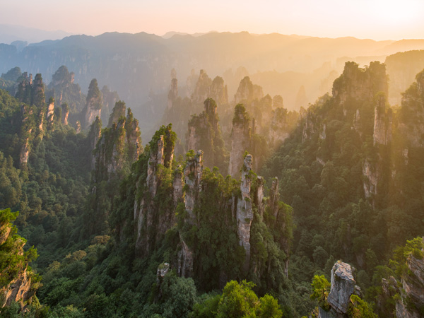 sandstone pillars at Zhangjiajie National Forest, China