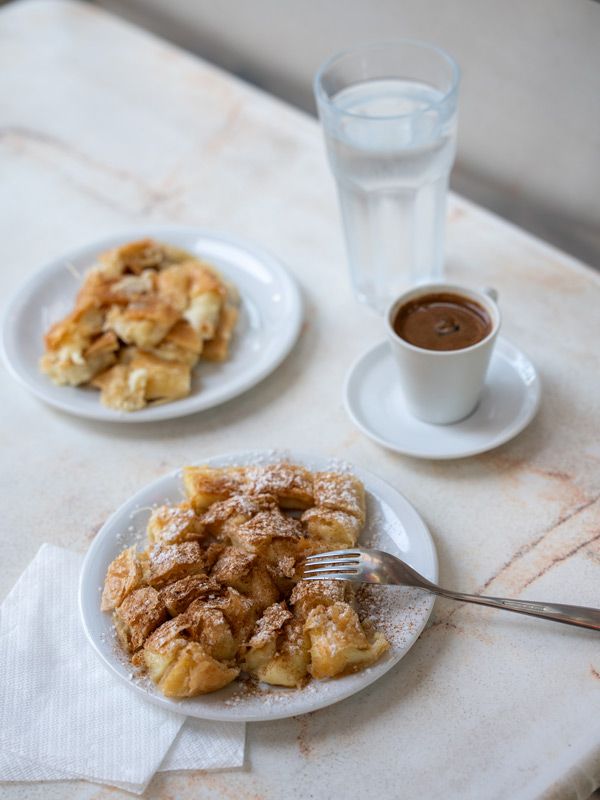 pastries at Bougatsa Giannis, Thessaloniki, Greece