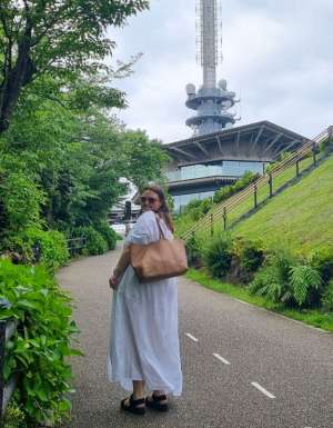 Travel writer Emily Murphy at Nihondaira Yume Terrace in Shimizu, Shizuoka, Japan
