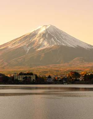 Mount Fuji at Lake Kawaguchi in the morning sunrise