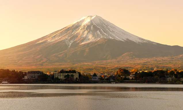 Mount Fuji at Lake Kawaguchi in the morning sunrise