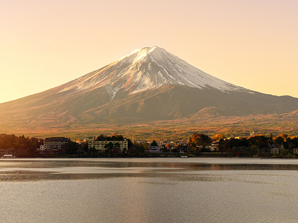 Mount Fuji at Lake Kawaguchi in the morning sunrise