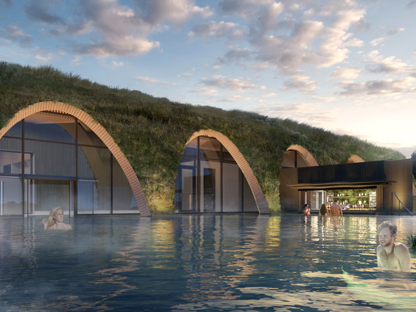A render of the Upper Lagoon at Laugaras Lagoon in Iceland